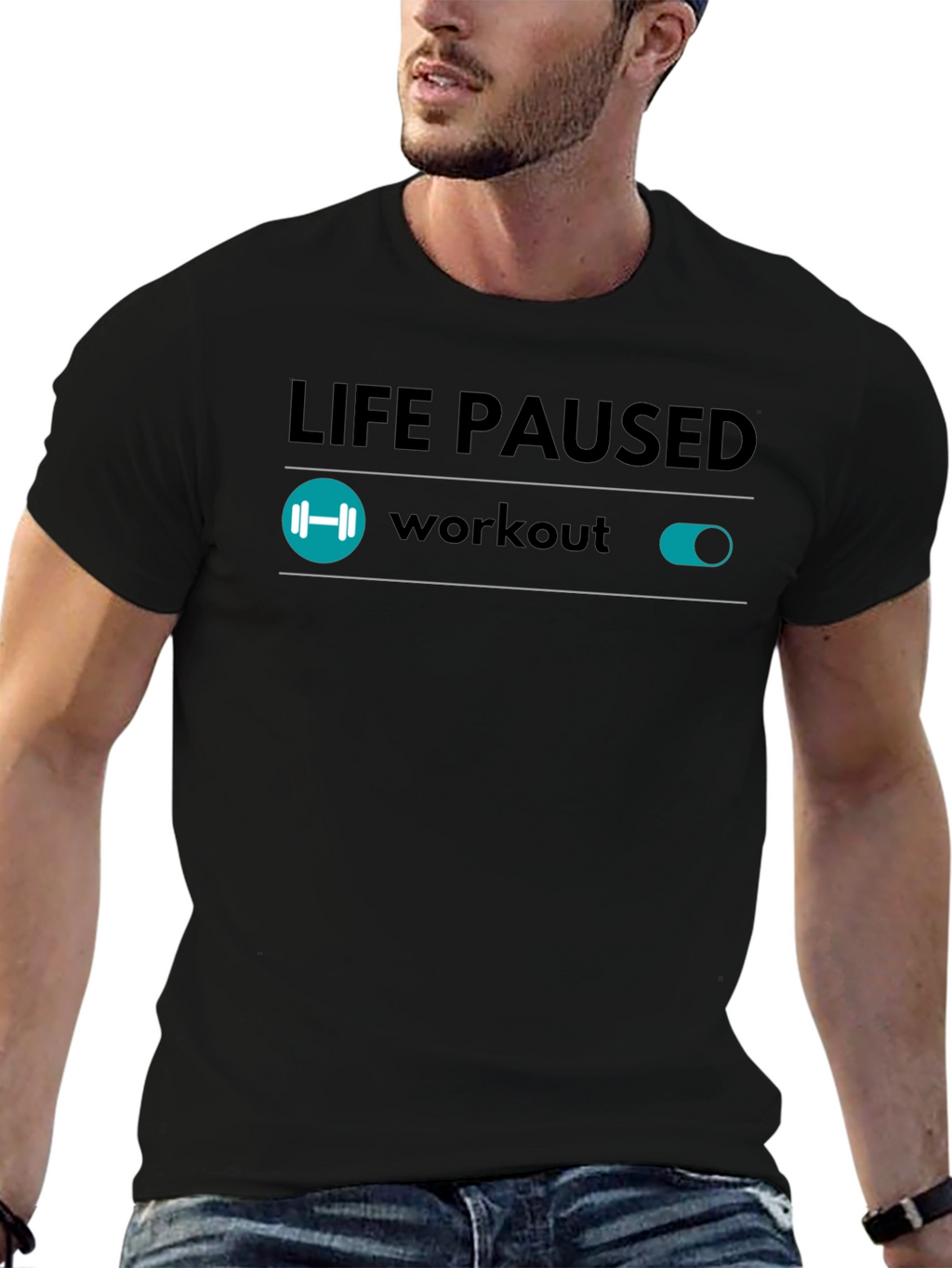 Life Paused Workout Mode T-Shirt - Black