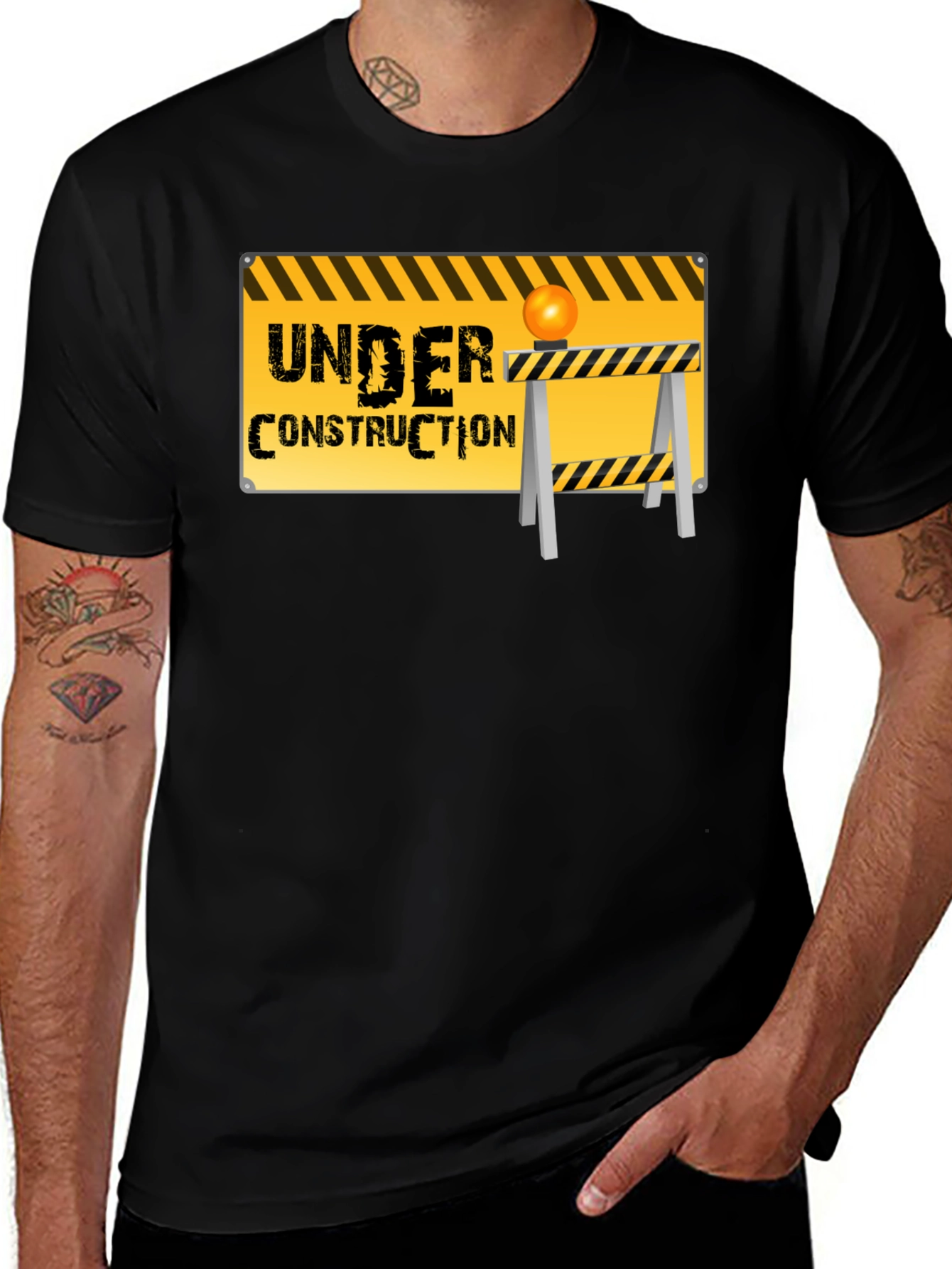 Under Construction Graphic Tee - Black