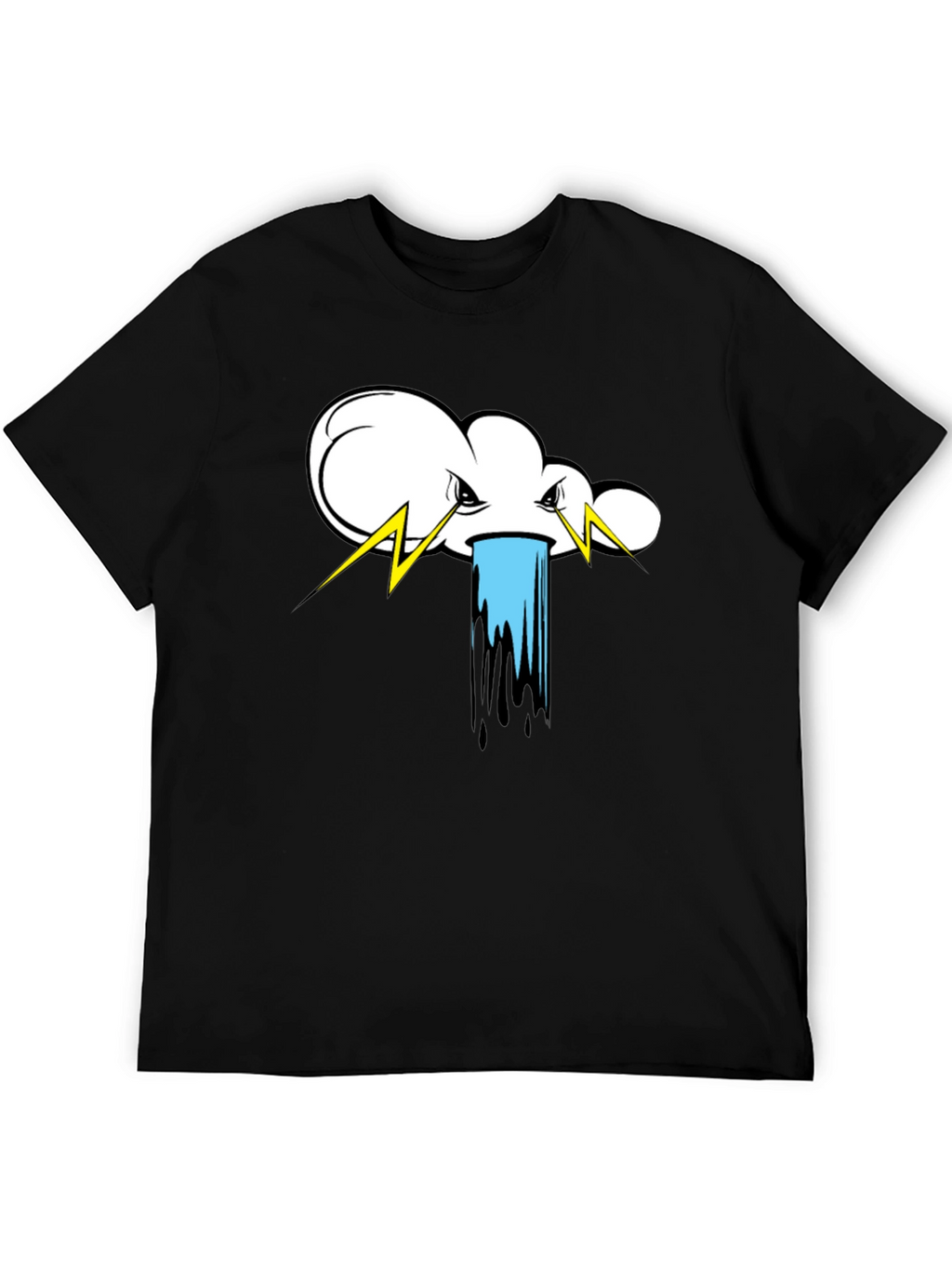 Storm Cloud Graphic Tee - Black Cotton T-Shirt