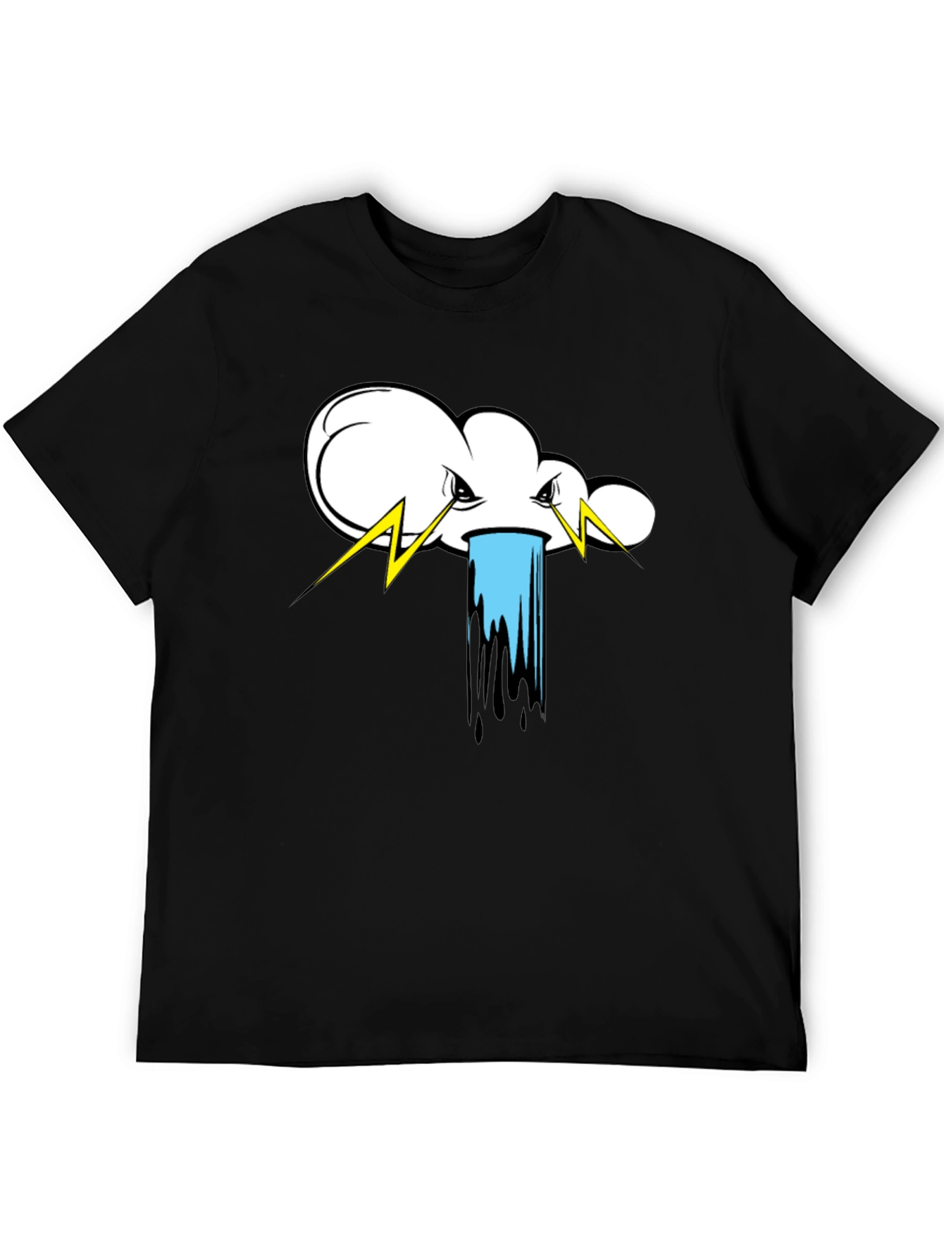 Storm Cloud Graphic Tee - Black Cotton T-Shirt