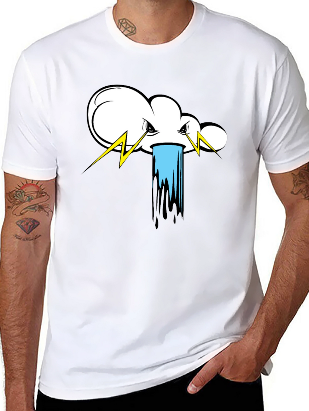 Storm Cloud Graphic Tee - Black Cotton T-Shirt