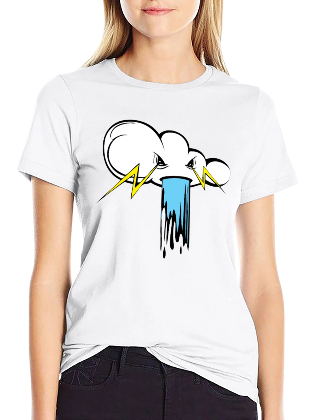 Storm Cloud Graphic Tee - Black Cotton T-Shirt