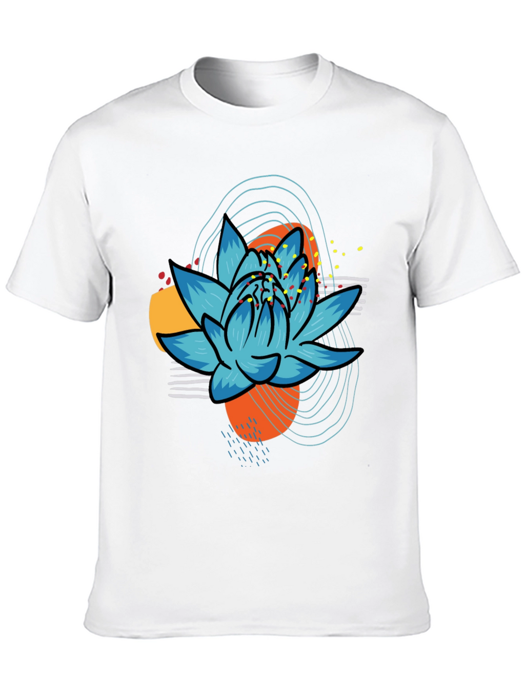 Abstract Lotus Graphic Tee - Black