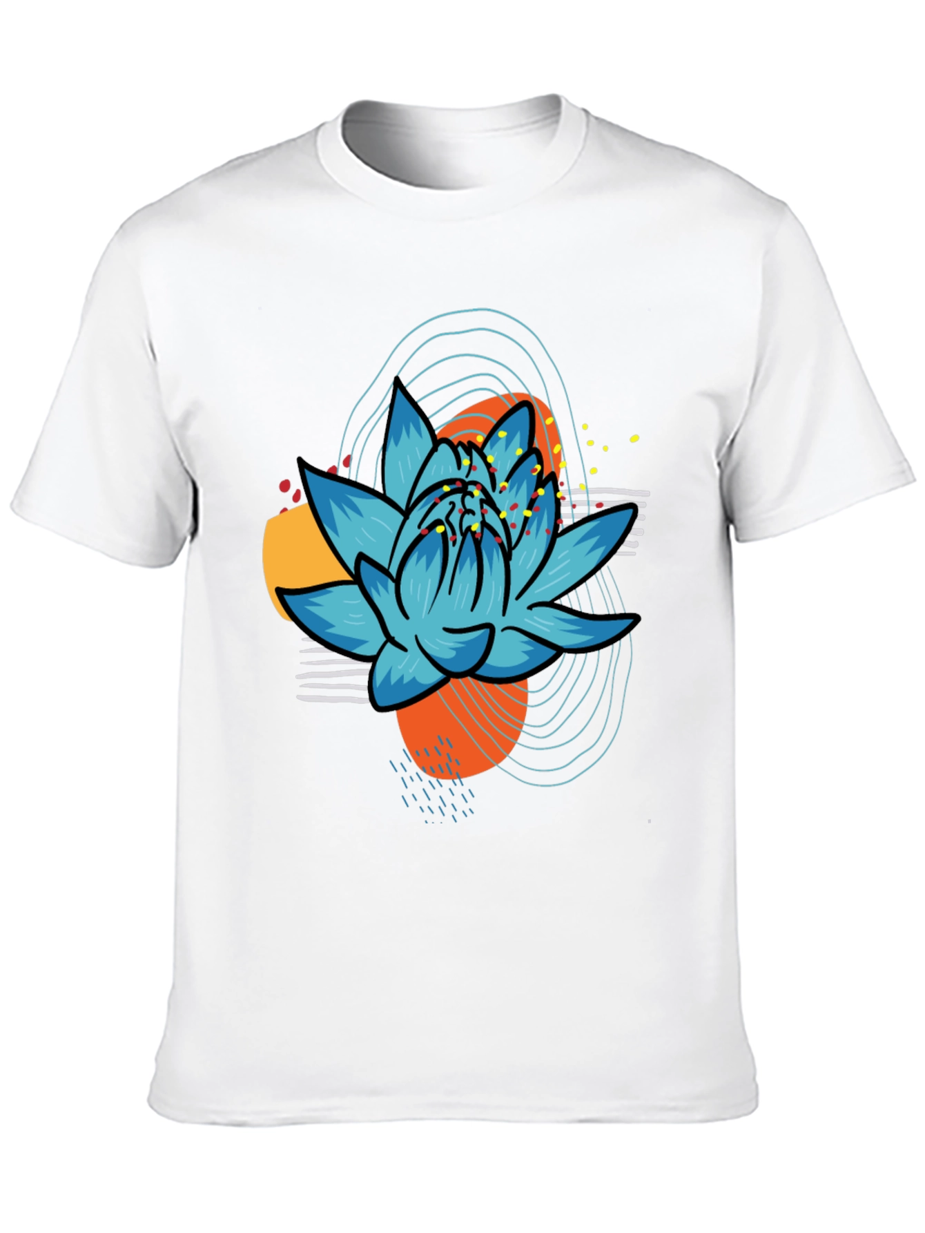 Abstract Lotus Graphic Tee - Black