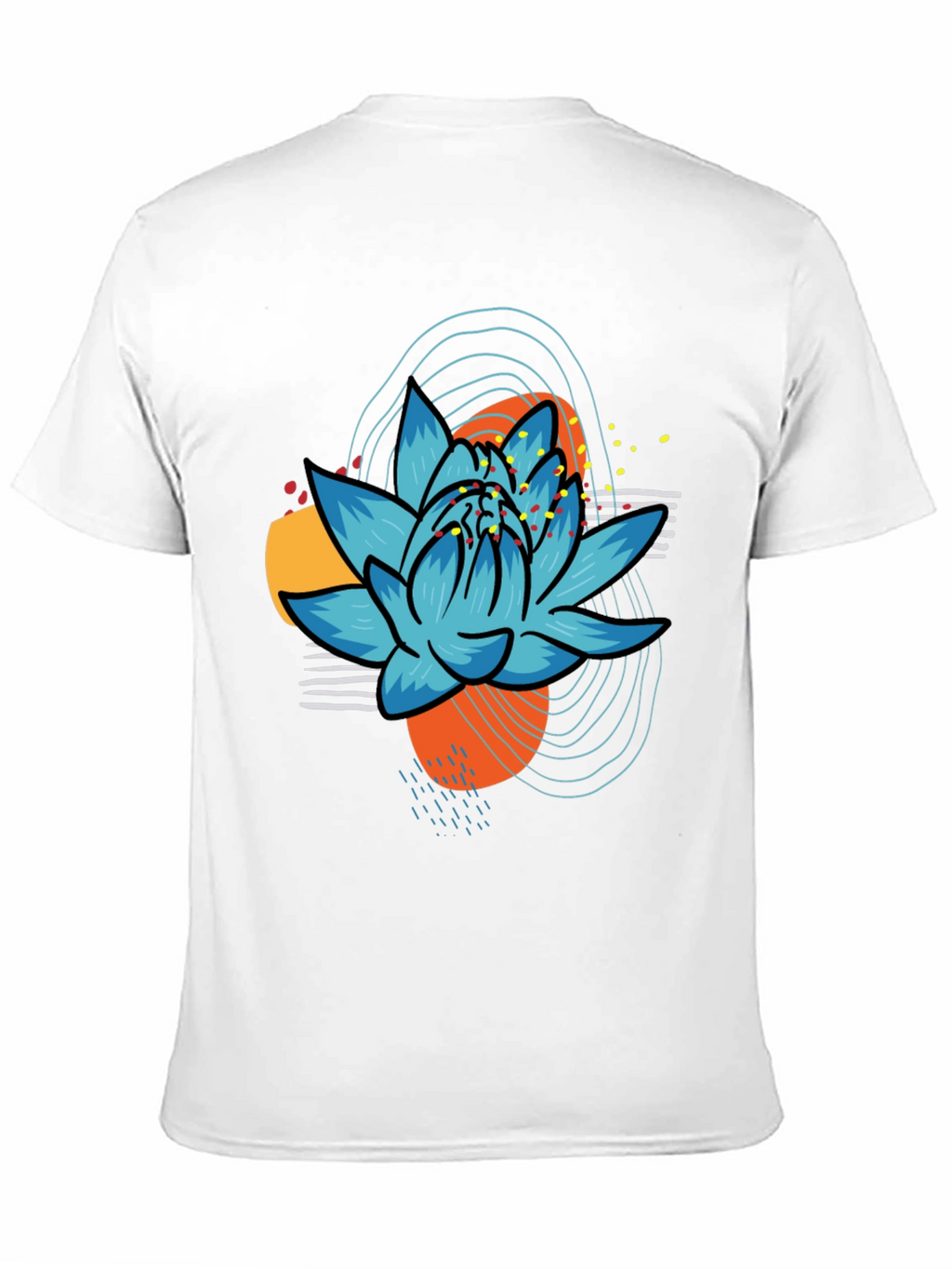 Abstract Lotus Graphic Tee - Black