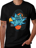 Abstract Lotus Graphic Tee - Black