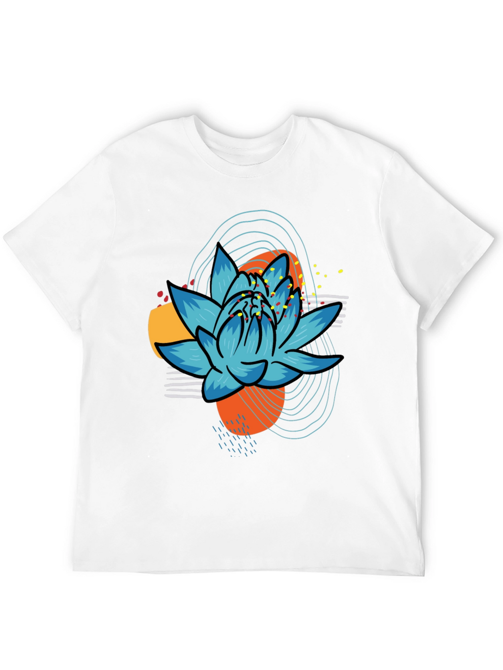 Abstract Lotus Graphic Tee - Black