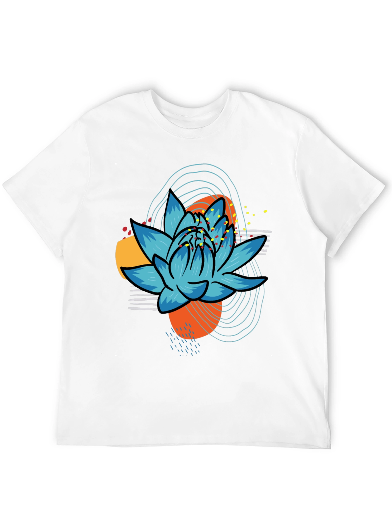 Abstract Lotus Graphic Tee - Black