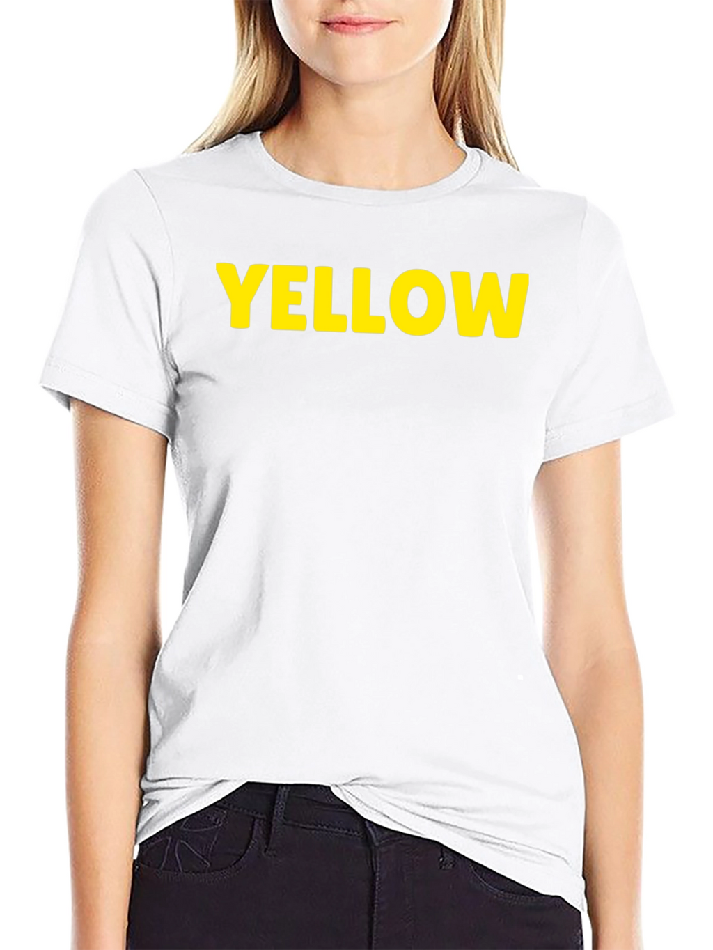 Yellow Print Black T-Shirt - Casual Cotton Tee