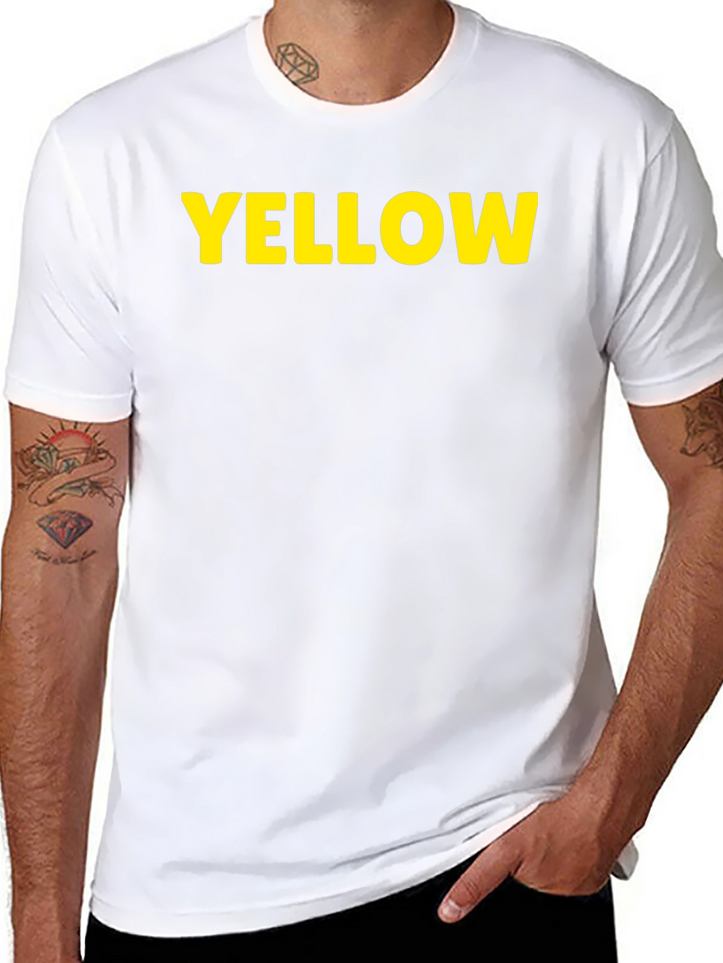 Yellow Print Black T-Shirt - Casual Cotton Tee