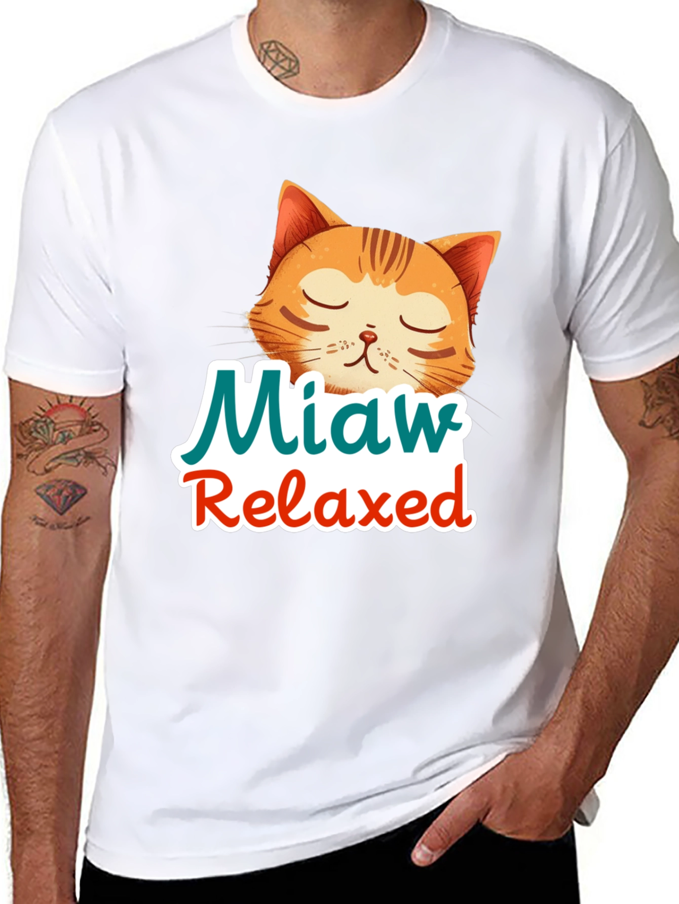 Relaxed Cat Graphic Tee - Miaw Comfort