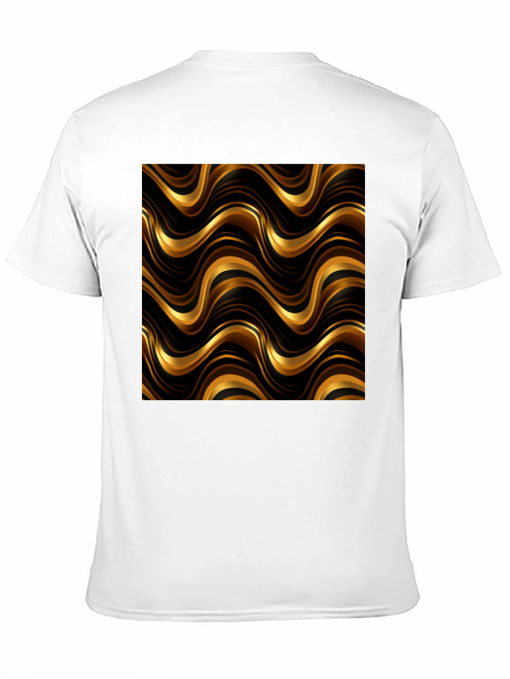 Gold Wave Pattern Black T-Shirt