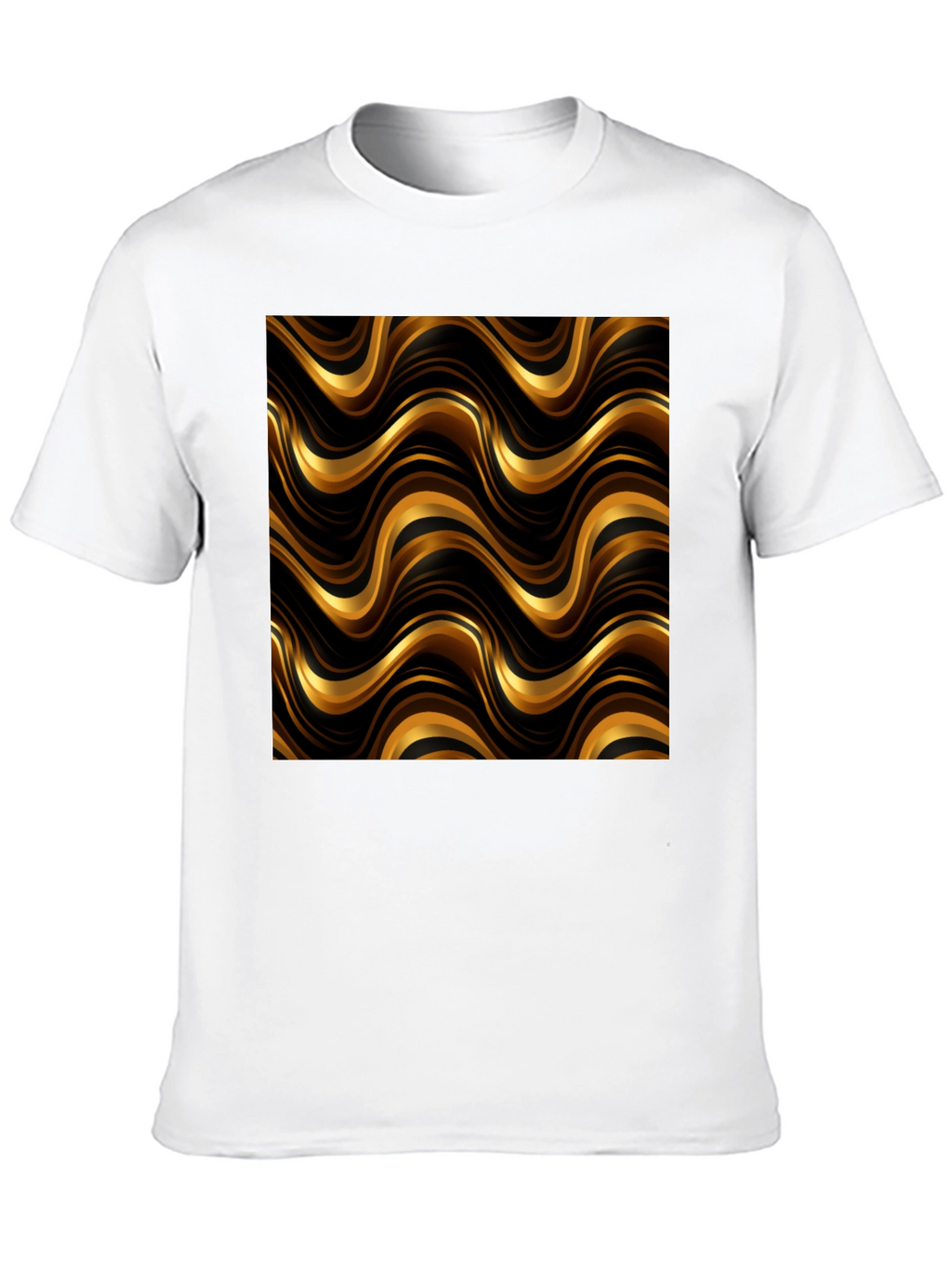 Gold Wave Pattern Black T-Shirt