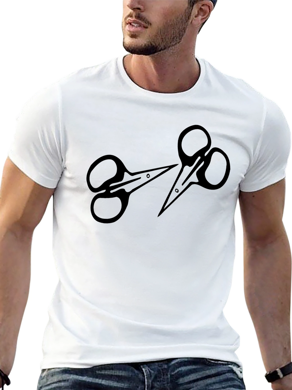 Scissors Graphic Black T-Shirt - Stylish & Unique
