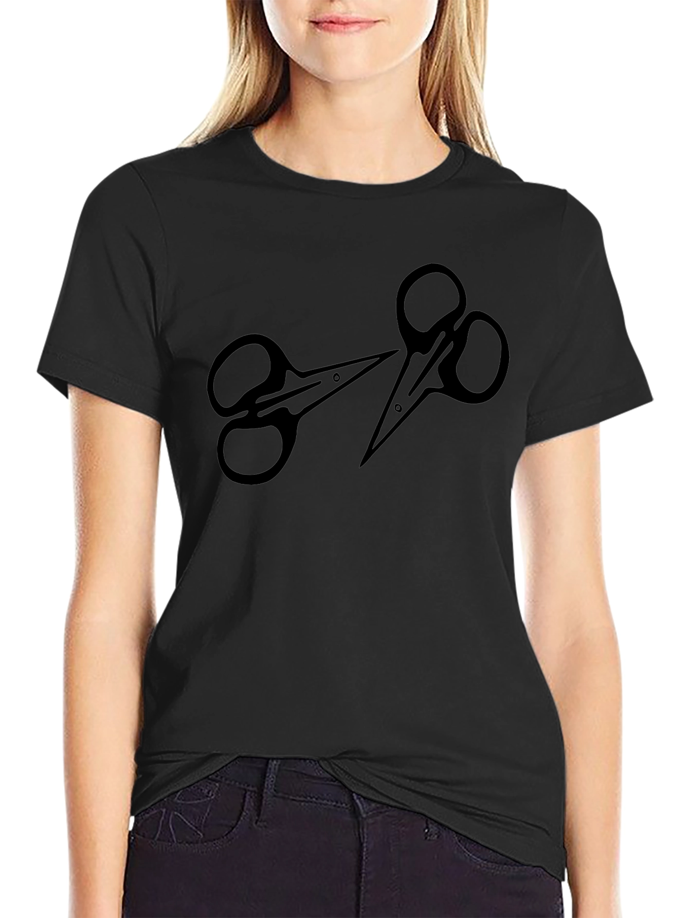 Scissors Graphic Black T-Shirt - Stylish & Unique