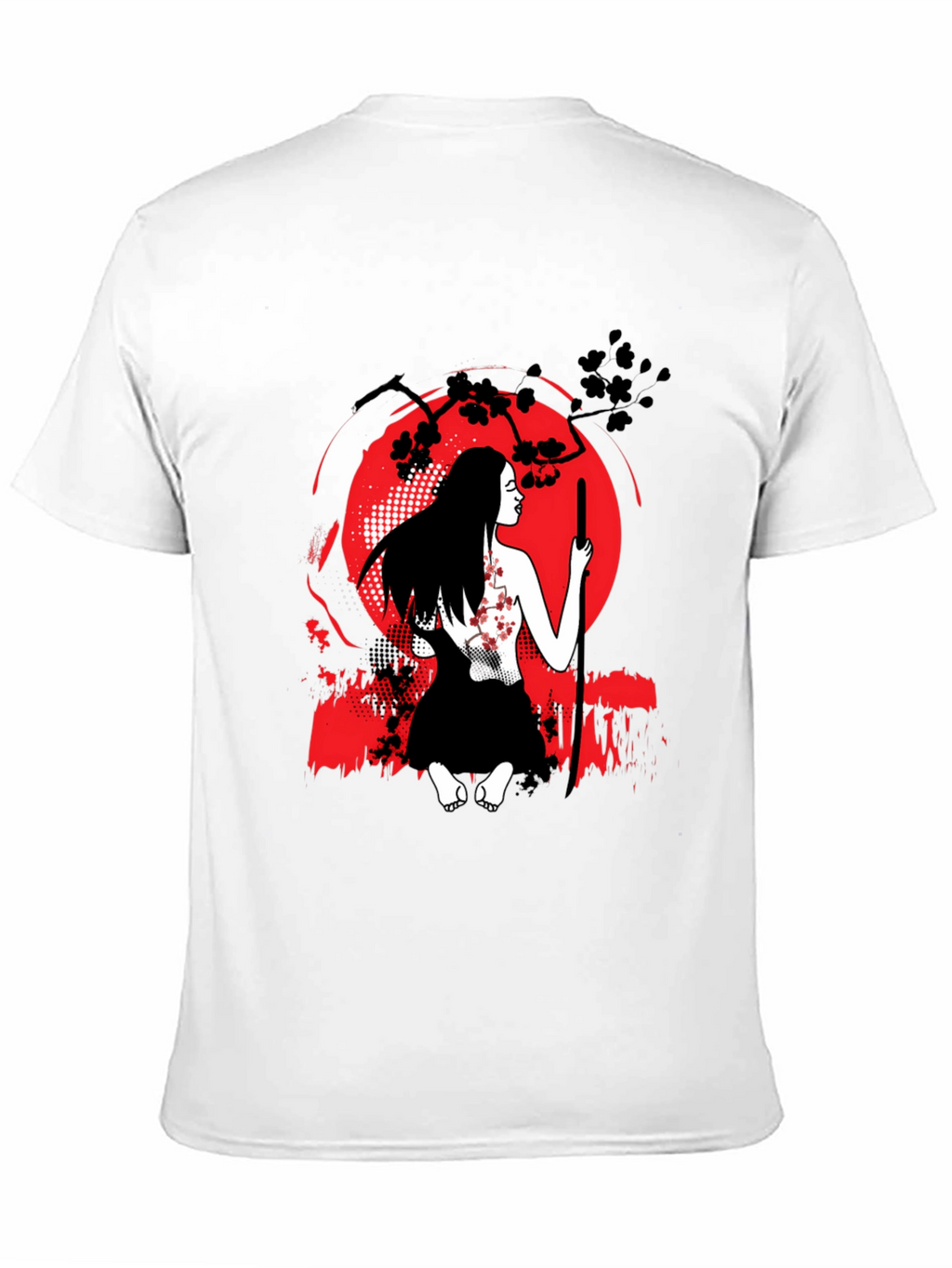 Samurai Woman T-Shirt - Red Moon Graphic Tee