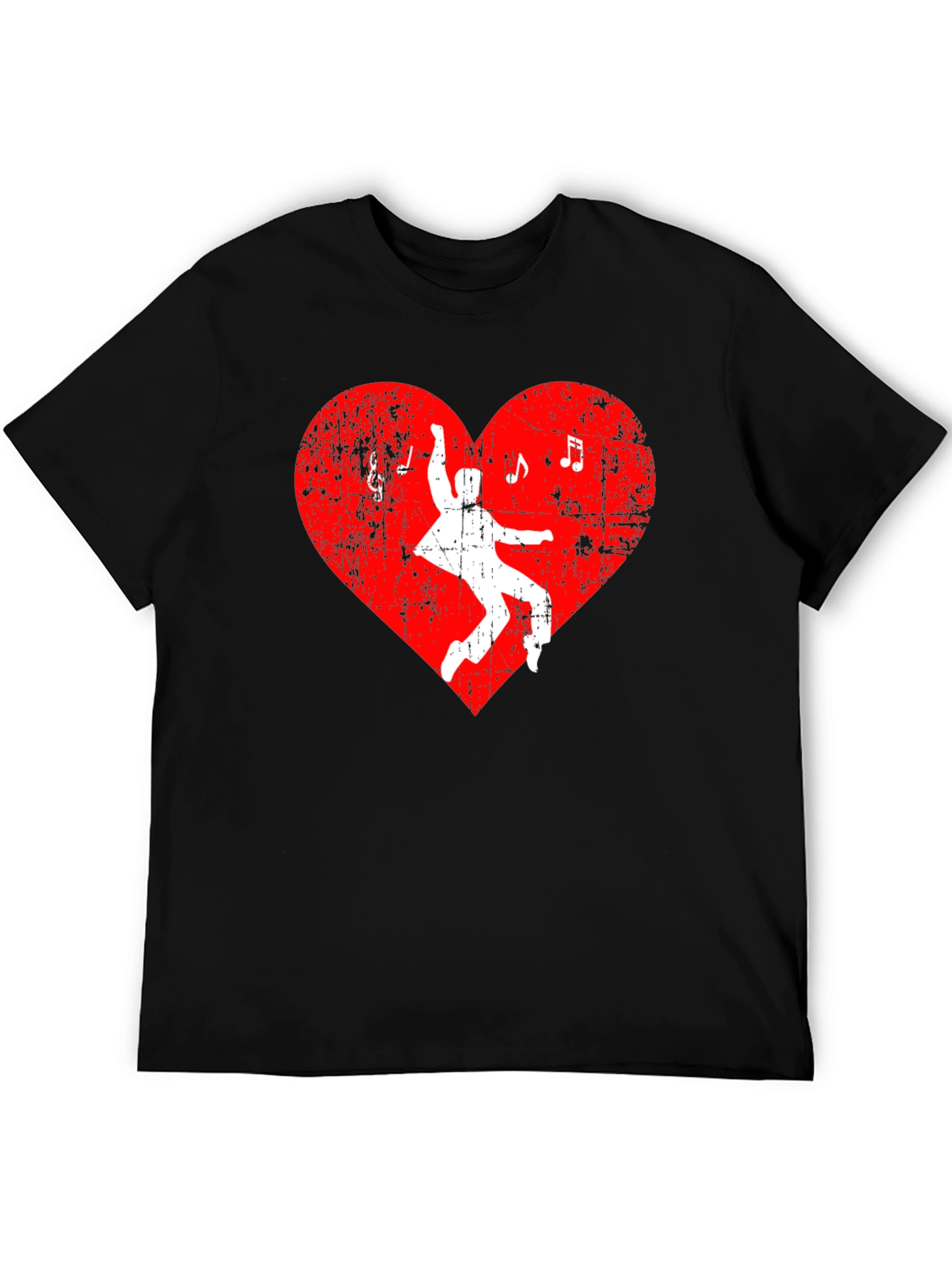 Heart Music Dancer Mens Black T-Shirt