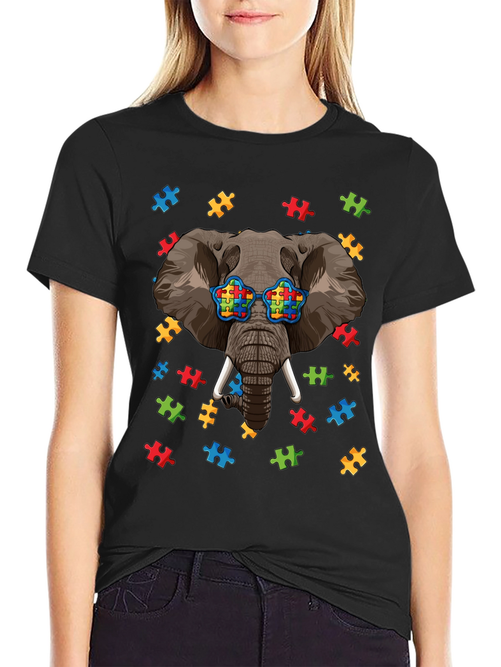 Elephant Autism Puzzle Piece T-Shirt