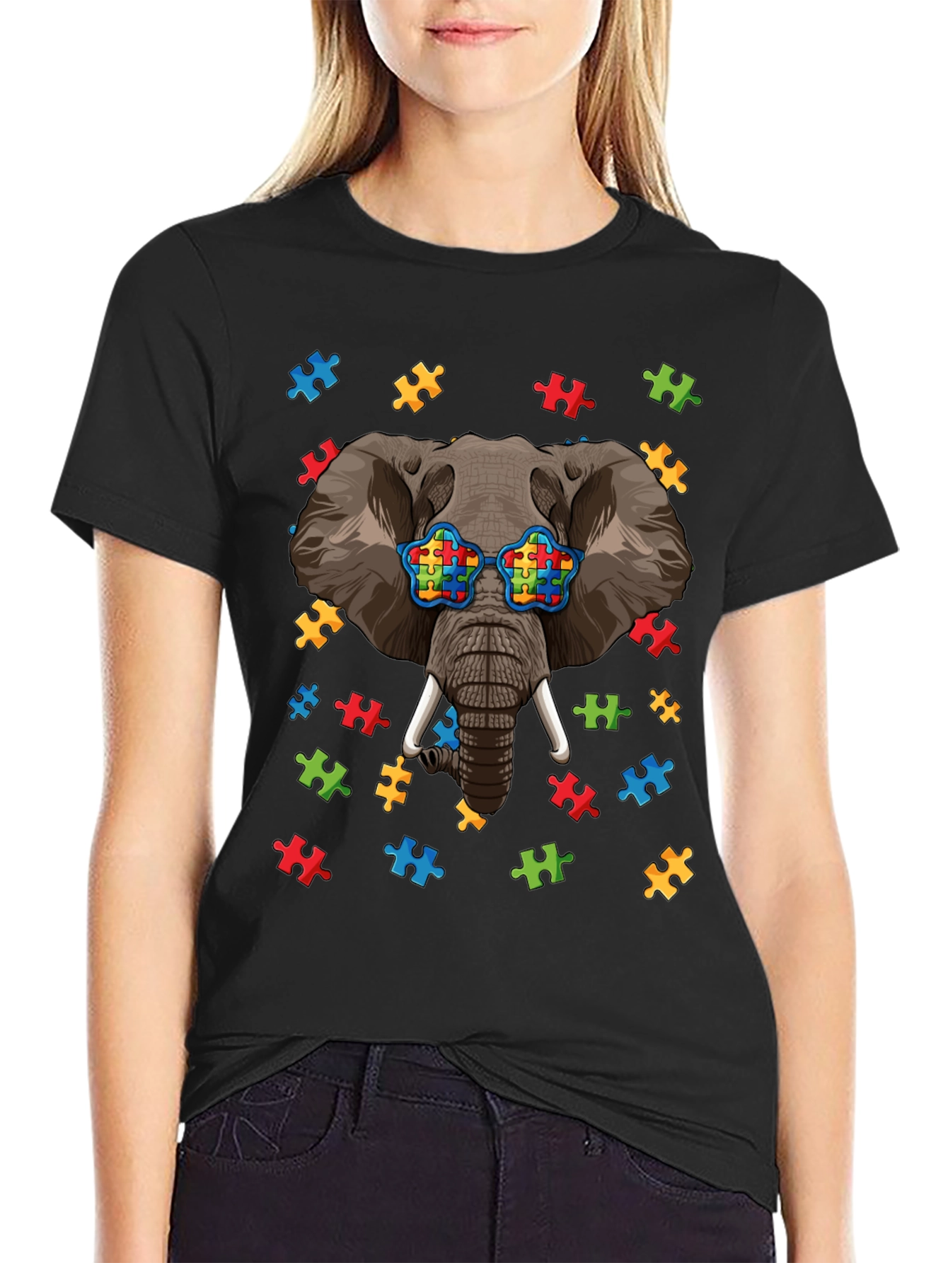 Elephant Autism Puzzle Piece T-Shirt
