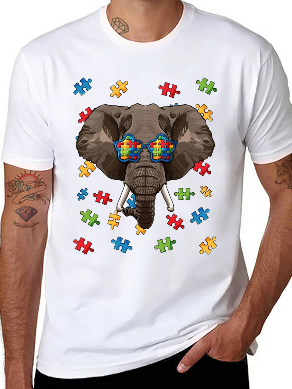 Elephant Autism Puzzle Piece T-Shirt