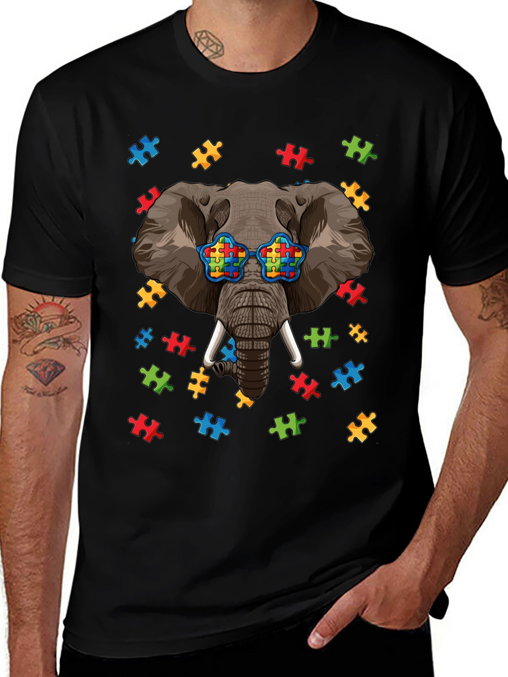 Elephant Autism Puzzle Piece T-Shirt