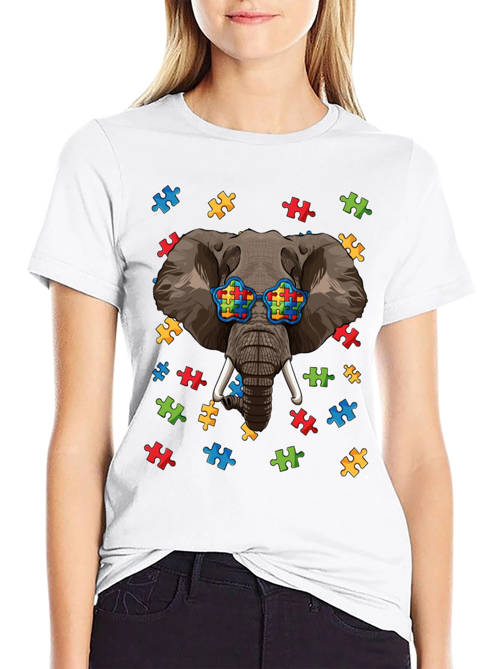 Elephant Autism Puzzle Piece T-Shirt