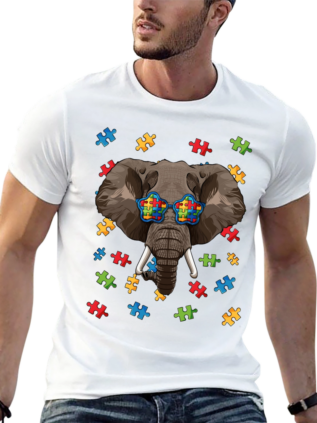 Elephant Autism Puzzle Piece T-Shirt