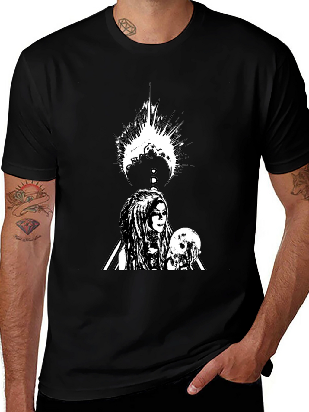 Gothic Warrior Graphic Black T-Shirt