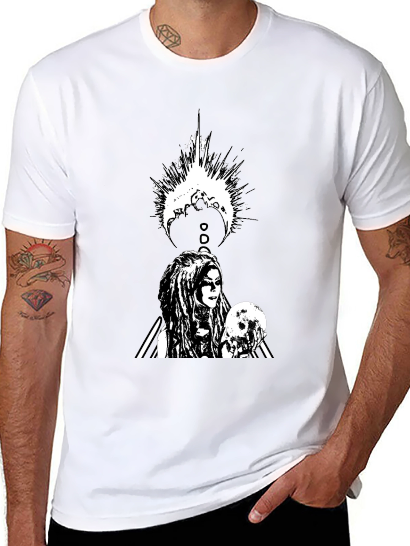 Gothic Warrior Graphic Black T-Shirt
