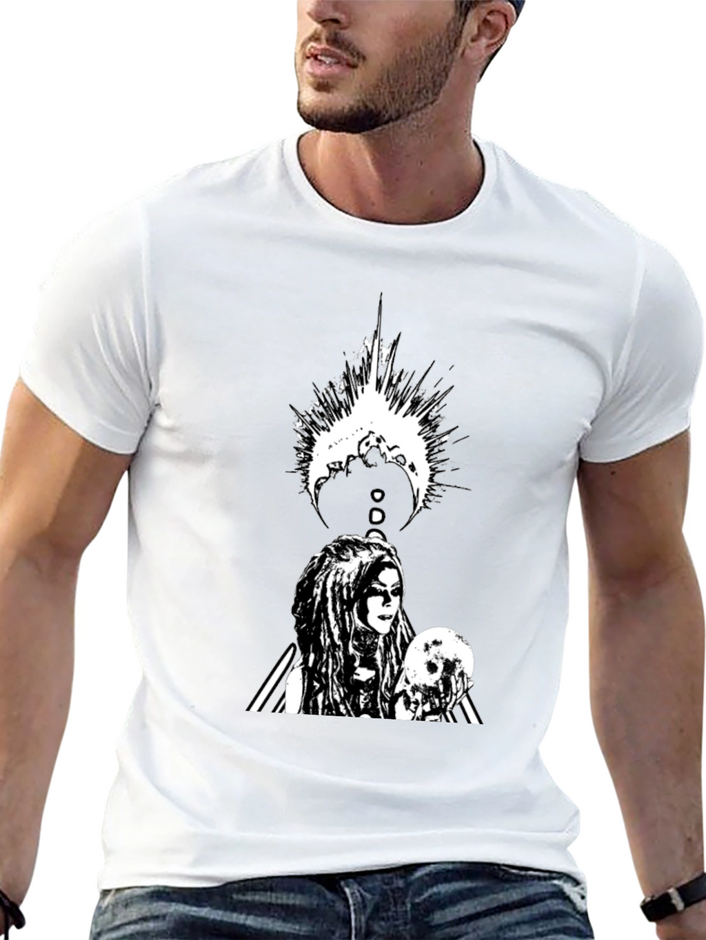 Gothic Warrior Graphic Black T-Shirt