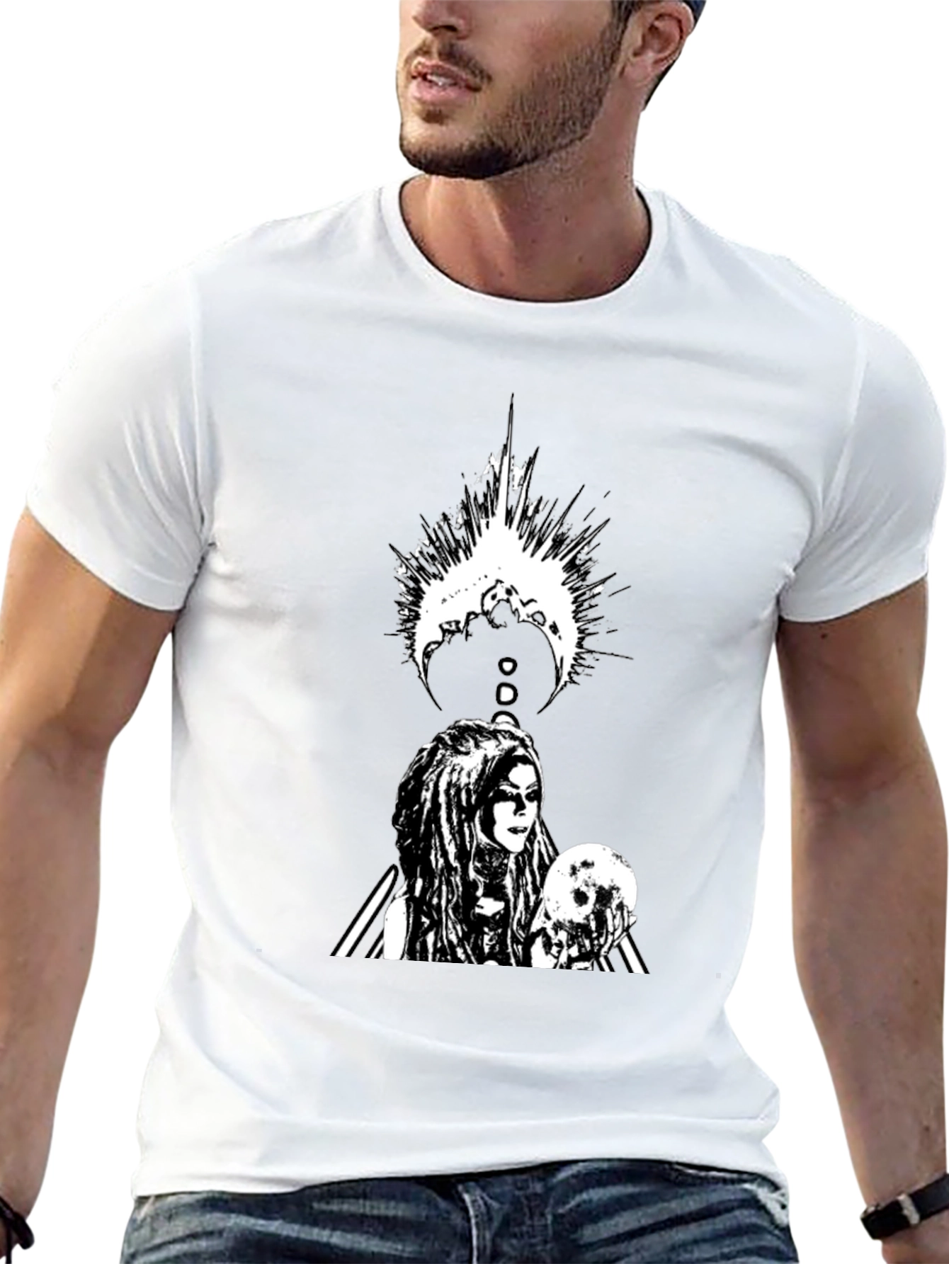 Gothic Warrior Graphic Black T-Shirt