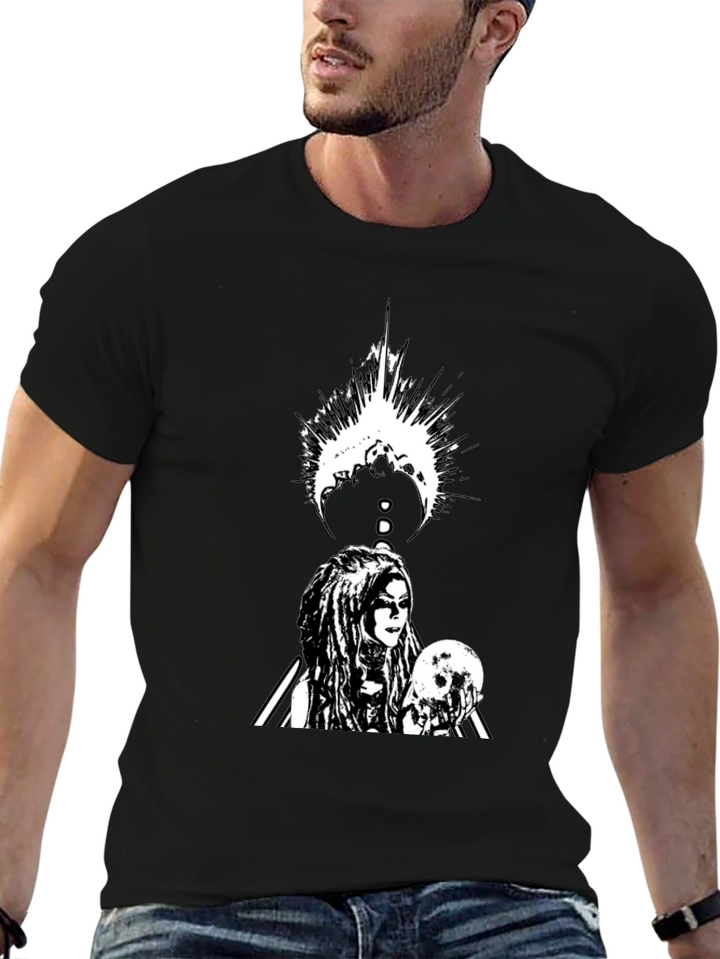 Gothic Warrior Graphic Black T-Shirt