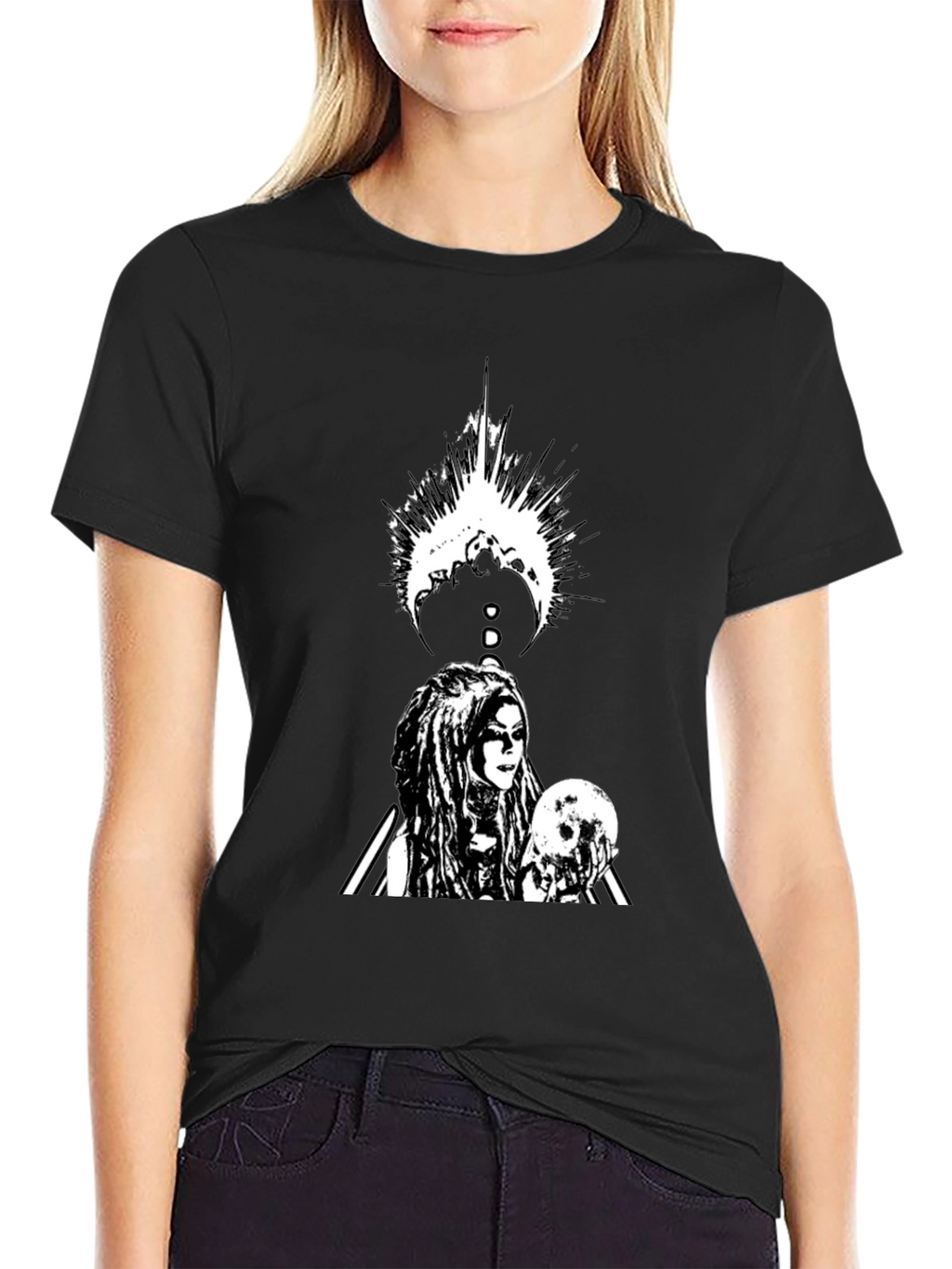 Gothic Warrior Graphic Black T-Shirt
