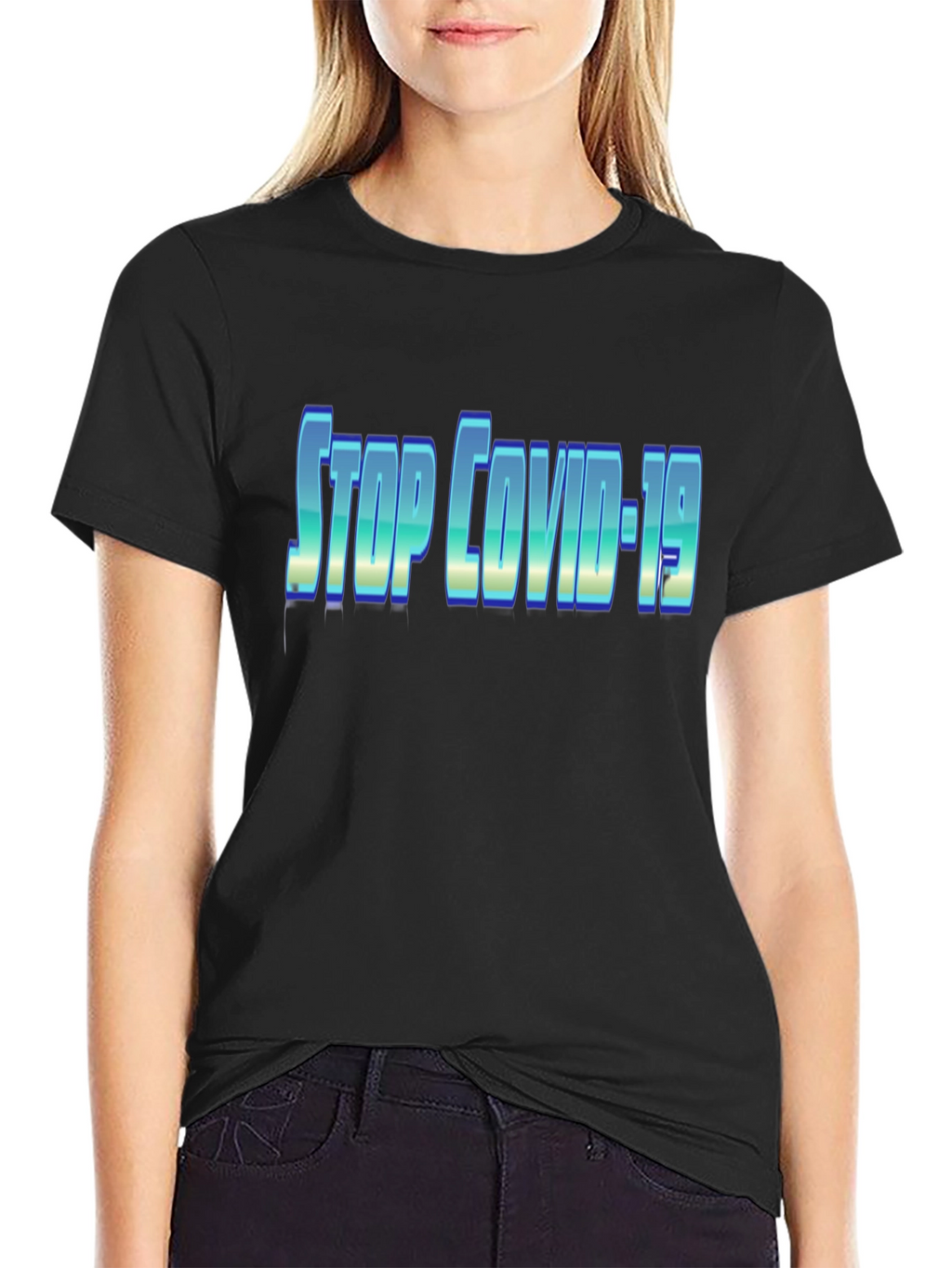 Stop COVID-19 Black T-Shirt