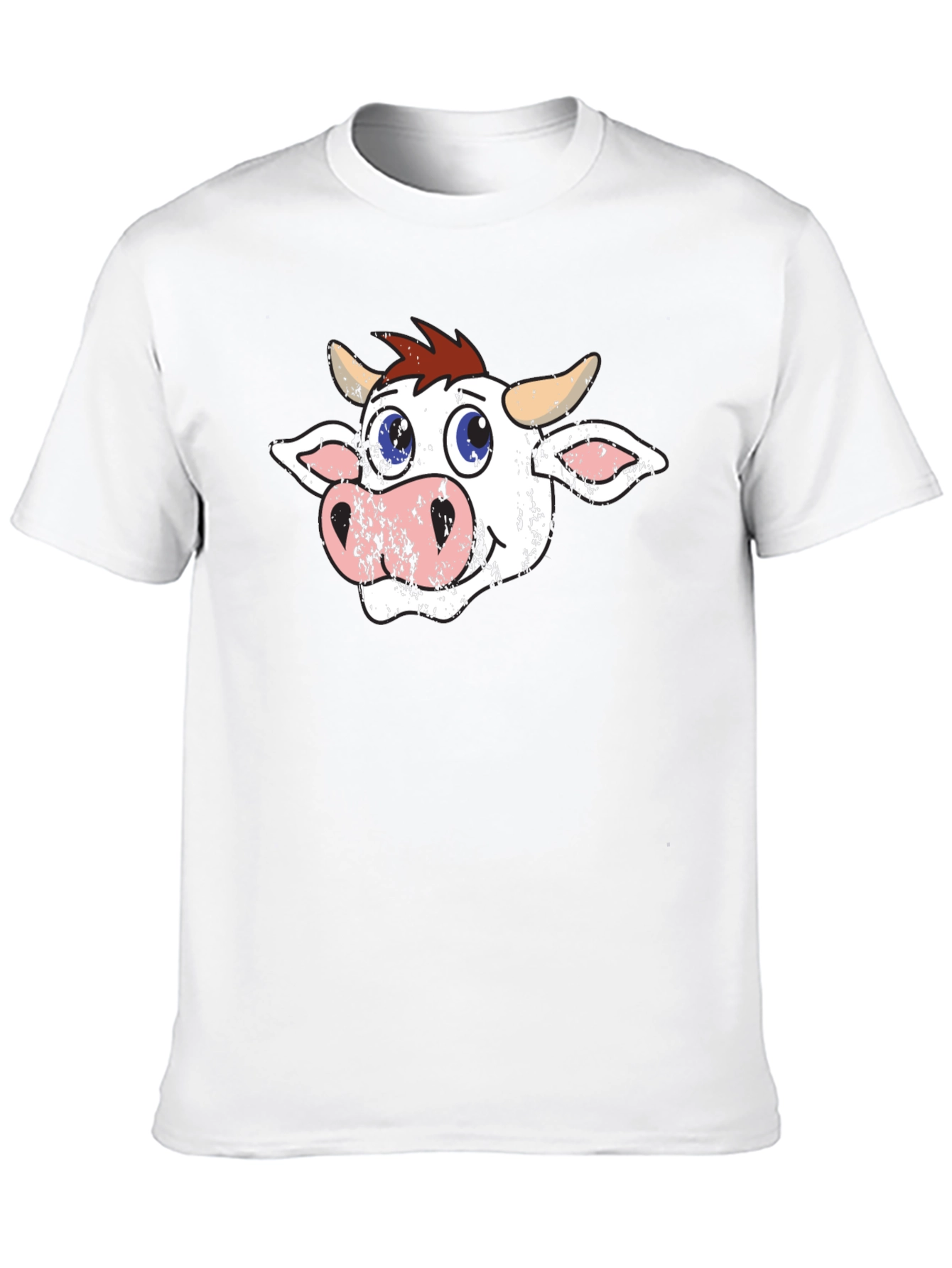 Cartoon Cow Graphic Tee - Black T-Shirt