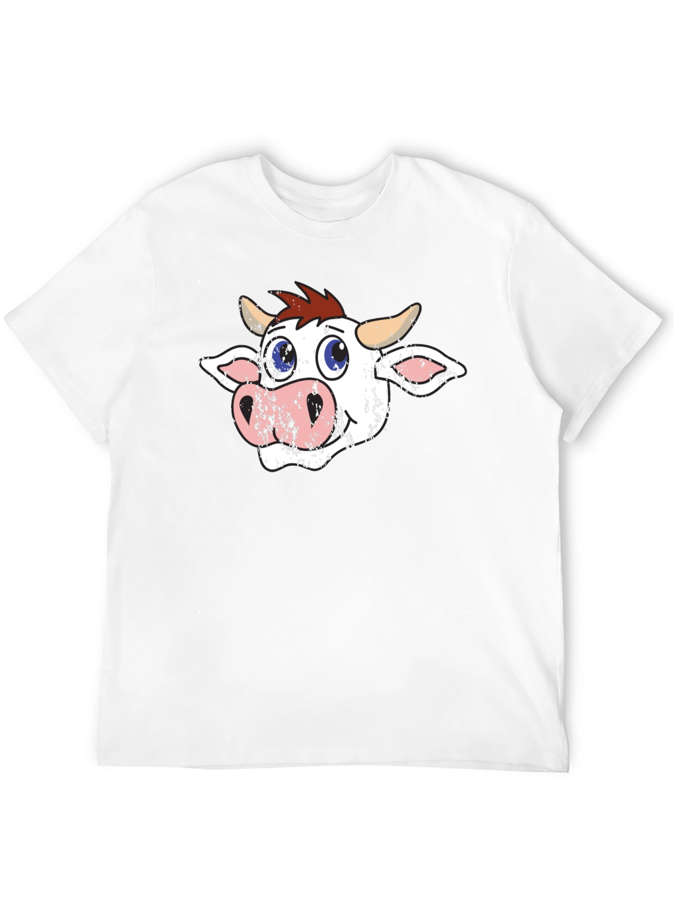 Cartoon Cow Graphic Tee - Black T-Shirt