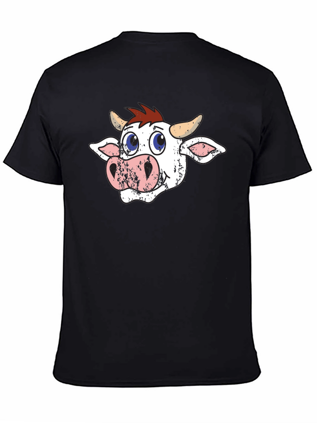 Cartoon Cow Graphic Tee - Black T-Shirt