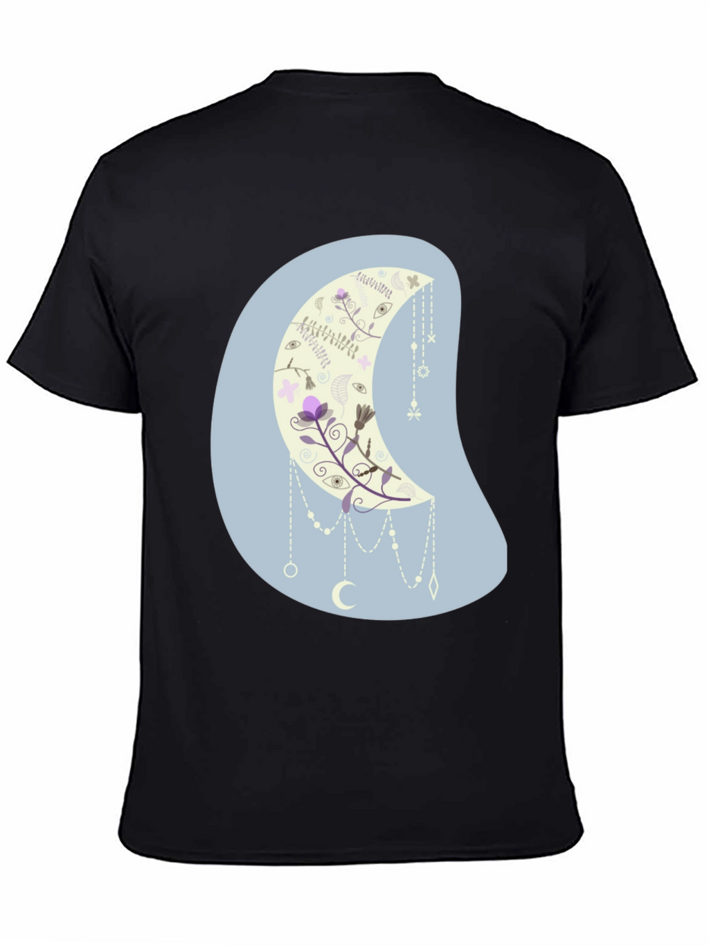 Floral Moon Graphic Tee - Black