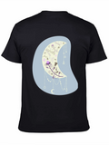 Floral Moon Graphic Tee - Black