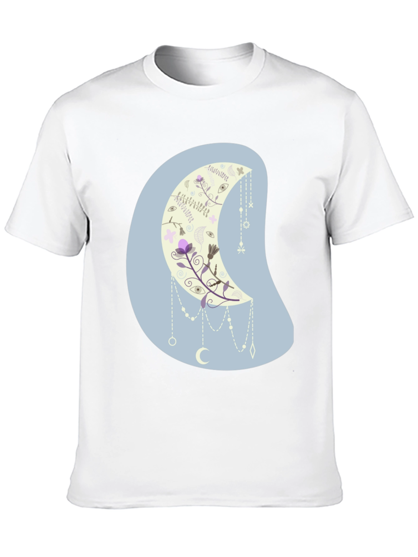 Floral Moon Graphic Tee - Black