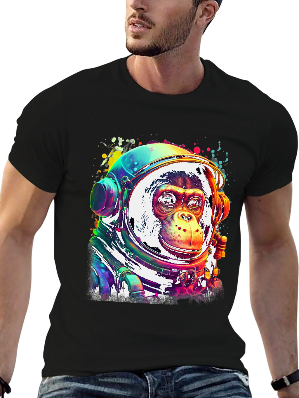 Monkey Astronaut Graphic T-Shirt