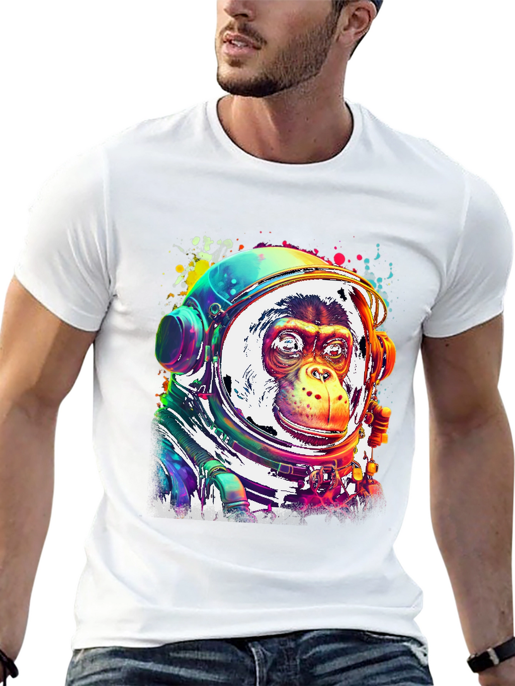 Monkey Astronaut Graphic T-Shirt