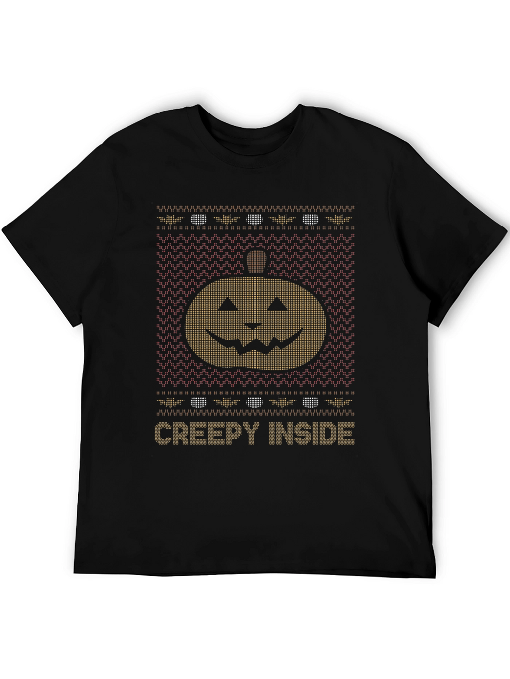 Creepy Inside Halloween Pumpkin Knit Style T-Shirt
