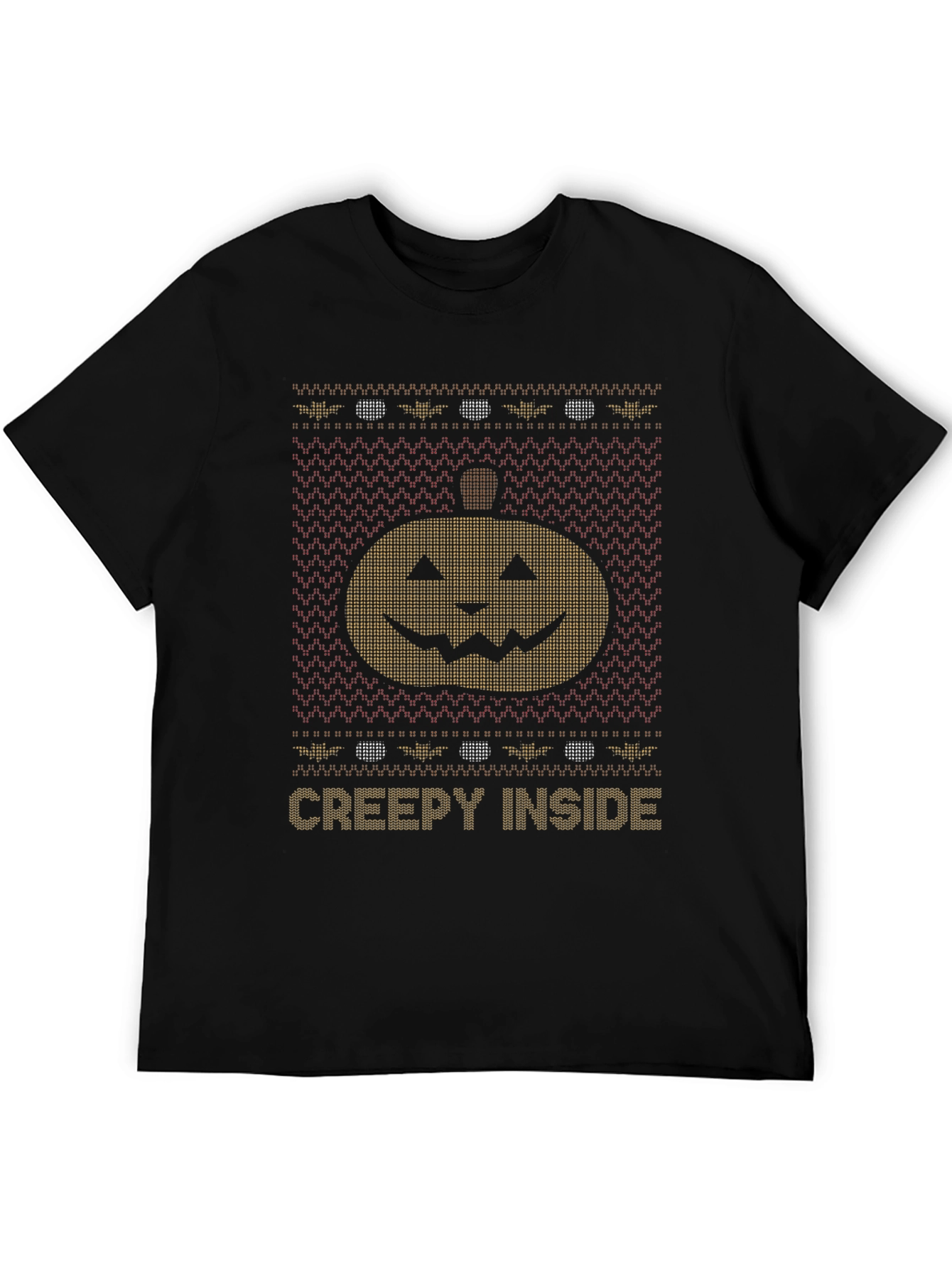 Creepy Inside Halloween Pumpkin Knit Style T-Shirt
