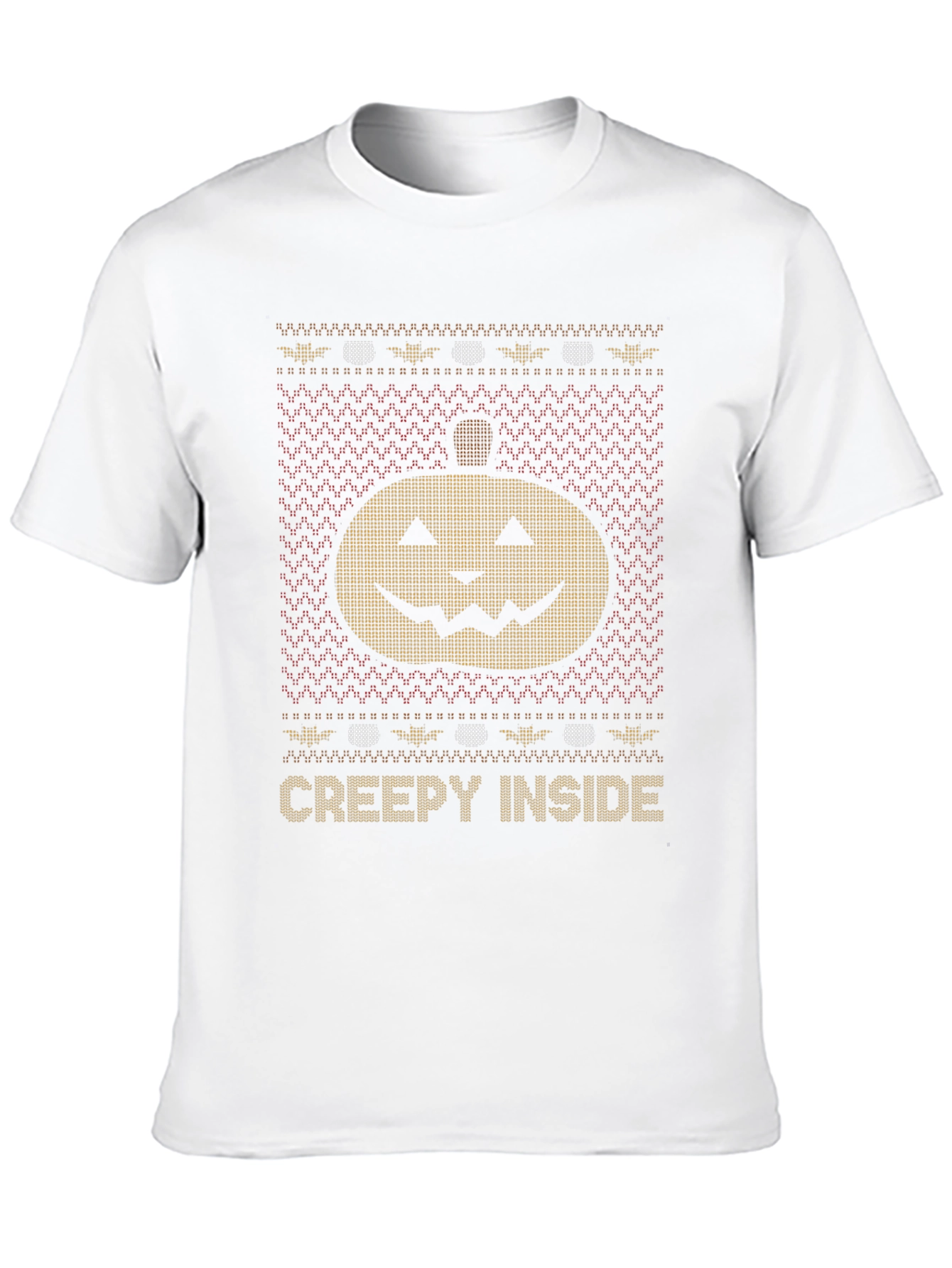 Creepy Inside Halloween Pumpkin Knit Style T-Shirt