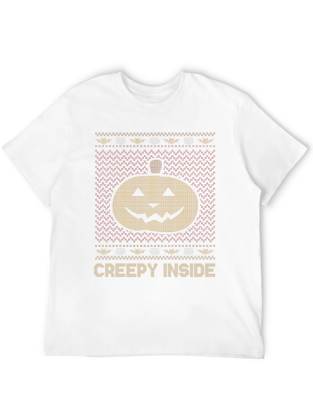 Creepy Inside Halloween Pumpkin Knit Style T-Shirt