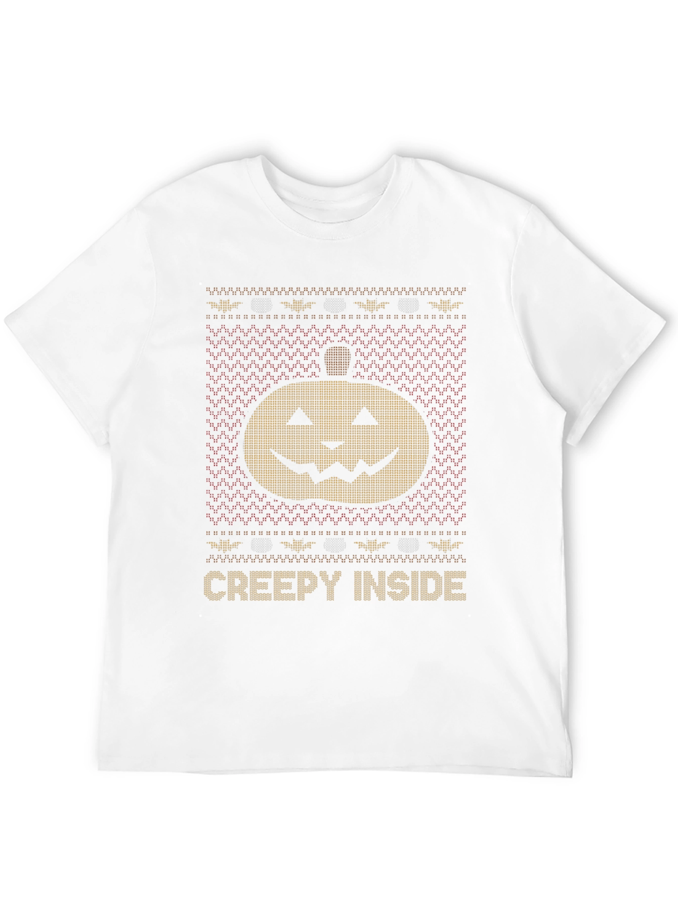 Creepy Inside Halloween Pumpkin Knit Style T-Shirt
