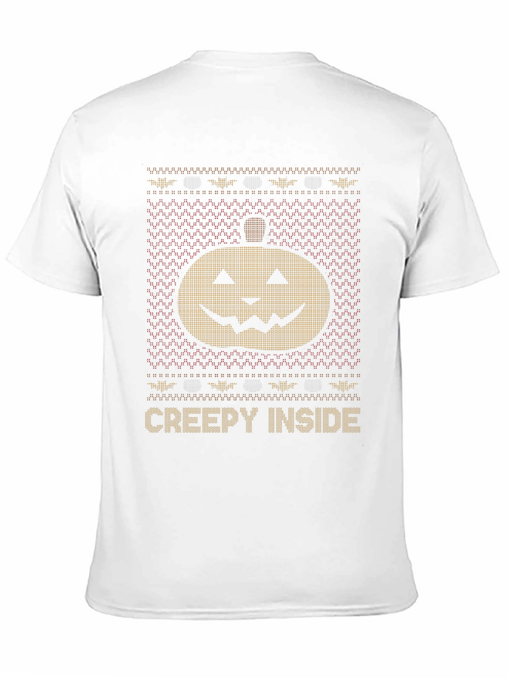 Creepy Inside Halloween Pumpkin Knit Style T-Shirt