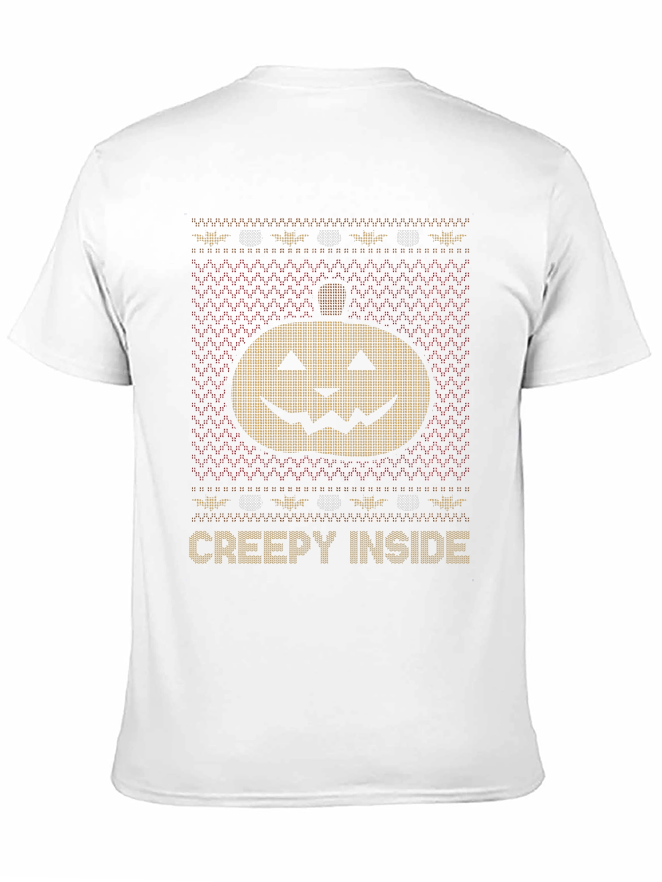 Creepy Inside Halloween Pumpkin Knit Style T-Shirt