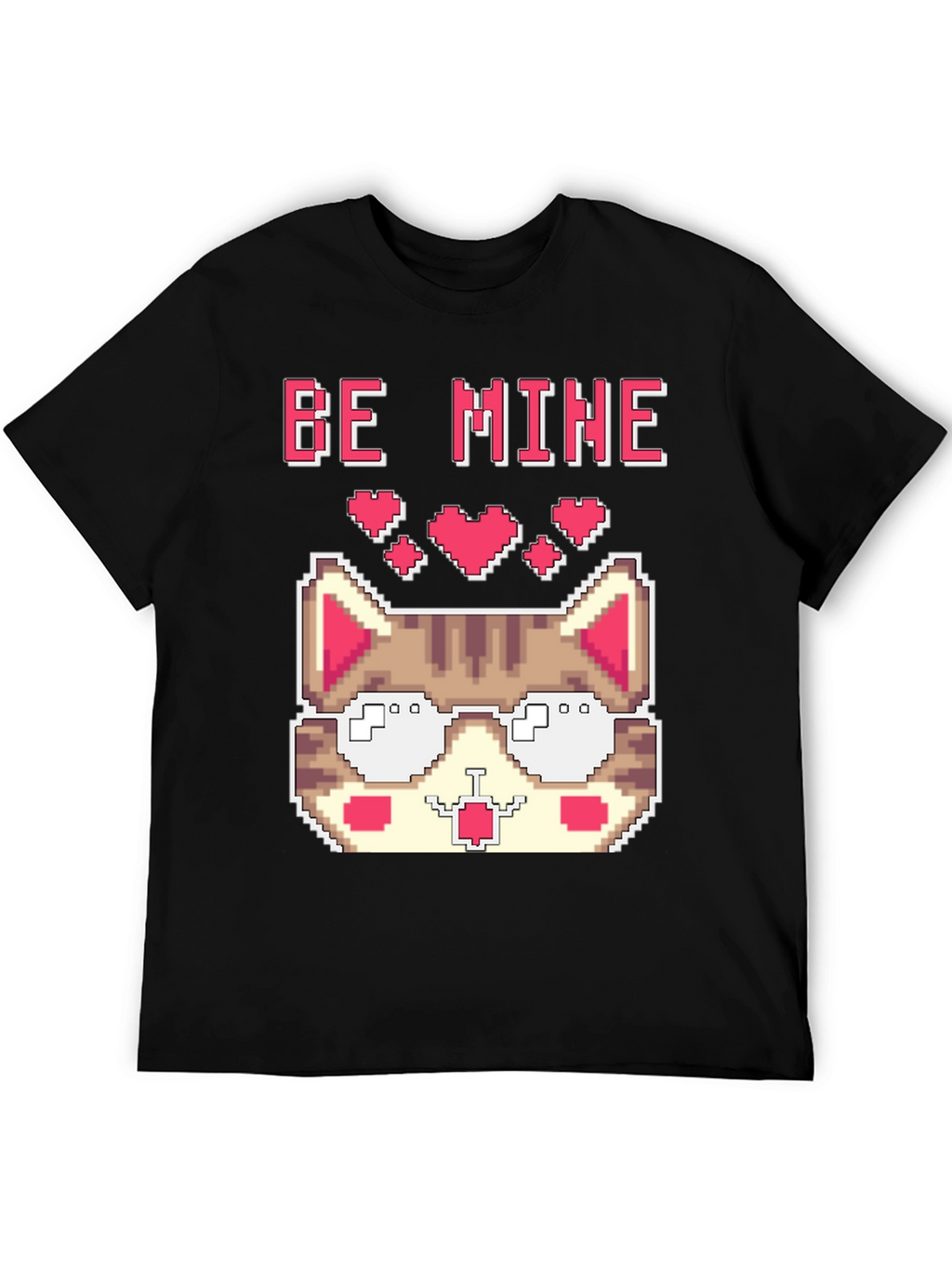 Pixel Cat Valentines Day T-Shirt - Be Mine!
